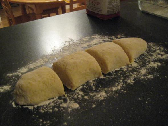 Quarters of Gnocchi Dough