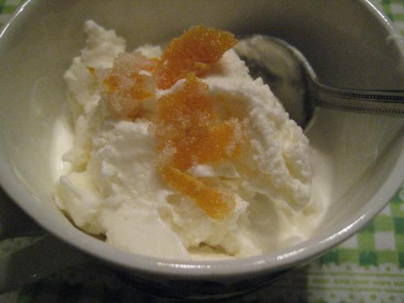 Candied Zest on Homemade Ice Cream