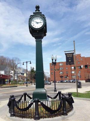 The Peabody Square Clock - Photo from The Dorchester  Reporter