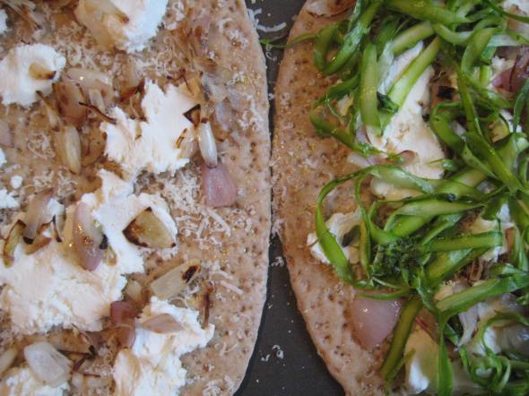 Shaved Asparagus and Ricotta Pizza prep stages || Small World Supper Club