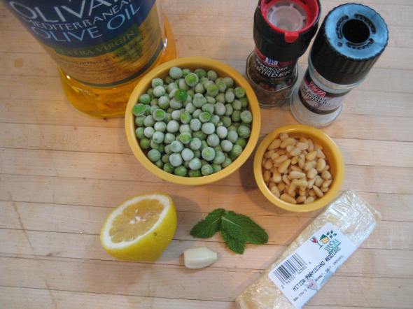 Snap Pea Minty Pesto prep