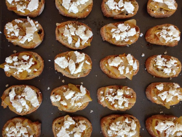 We loved Ottolenghi's simple pear-goat cheese crostini so much, we made them three times in a few weeks!