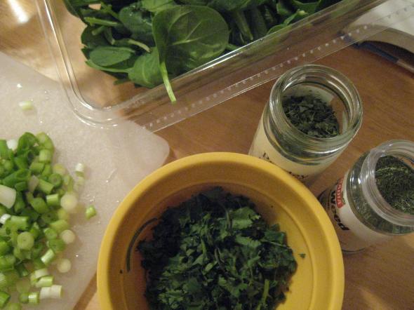Spinach Torta prep